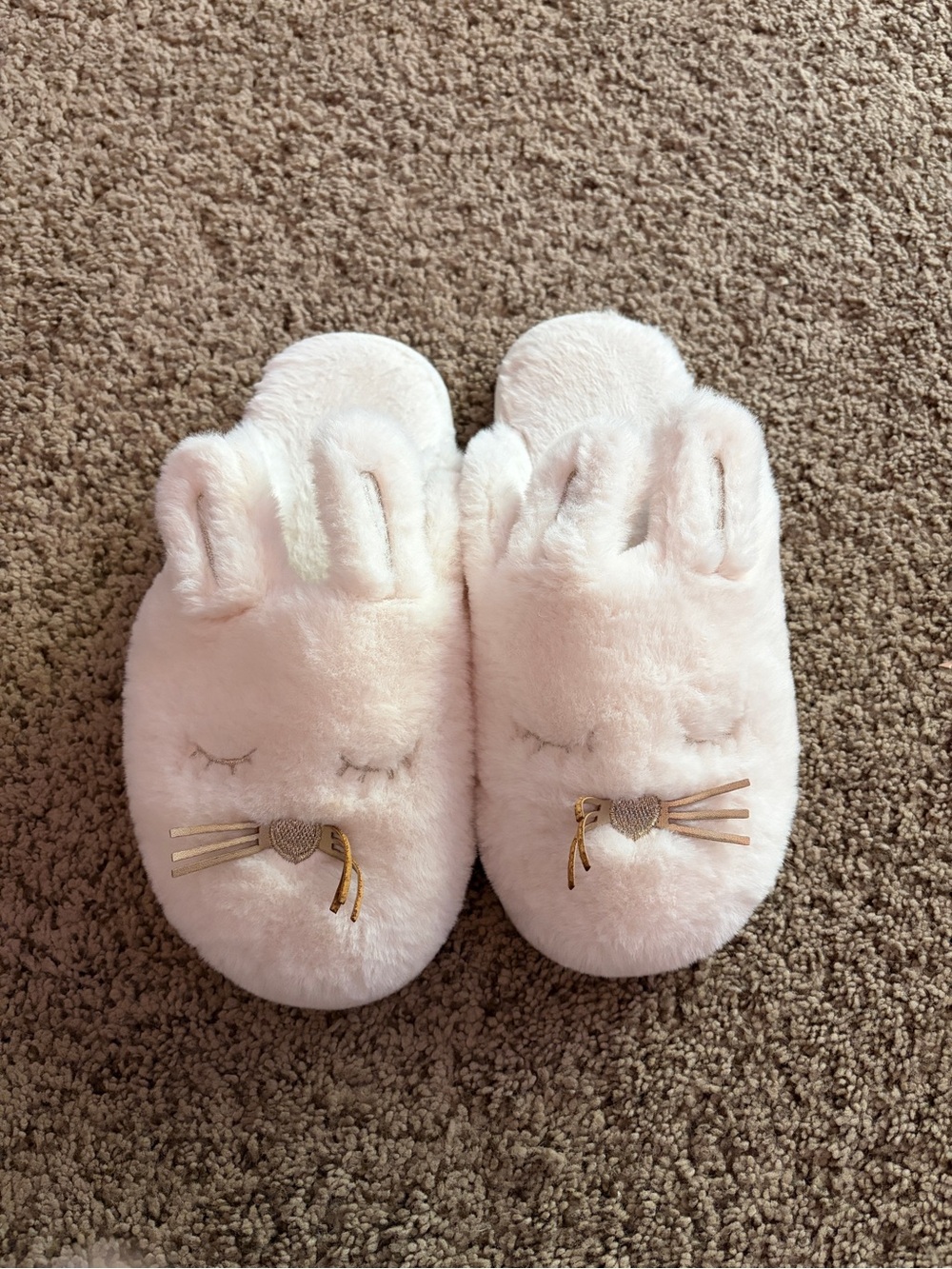 Plush Bunny Slippers in Light Pink